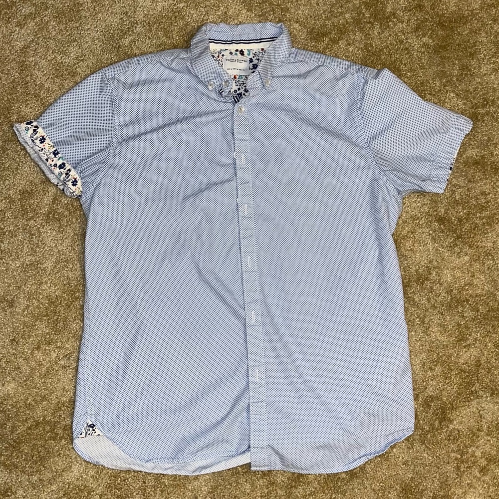 Men’s button up - Denim and Flower